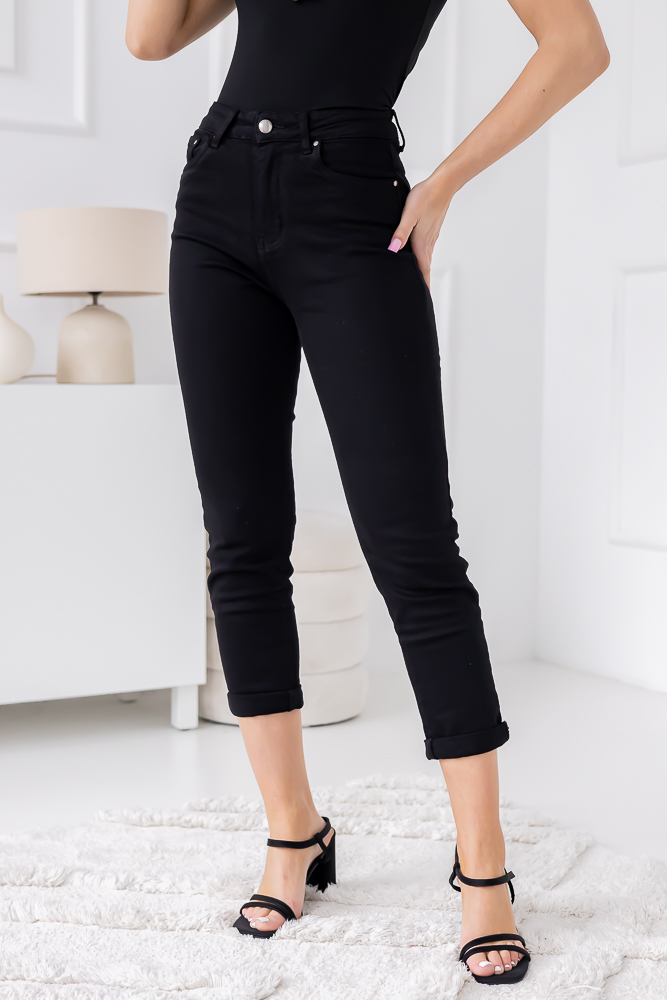 Czarne Spodnie Jeansowe GREPI