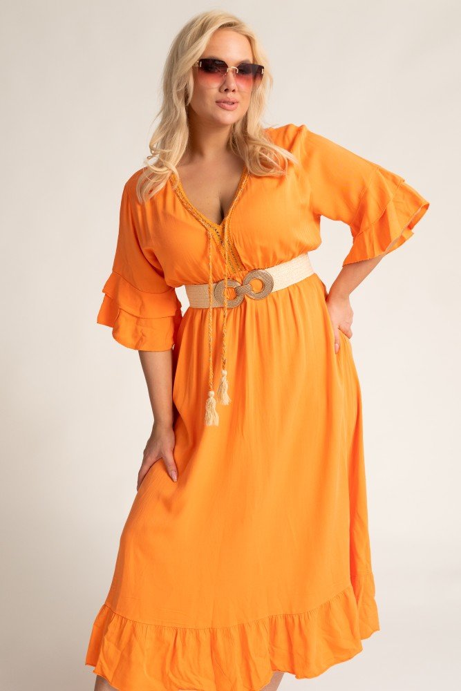 Pomarańczowa Sukienka odcinana AMORENA